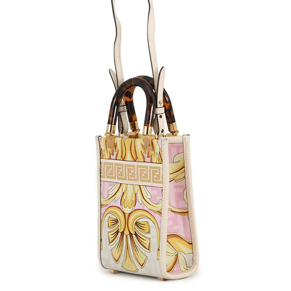 Fendi Handbag Fenderche Sunshine Shopper Mini Canvas 8BS051 2-way Shoulder Ba... - Picture 2 of 16